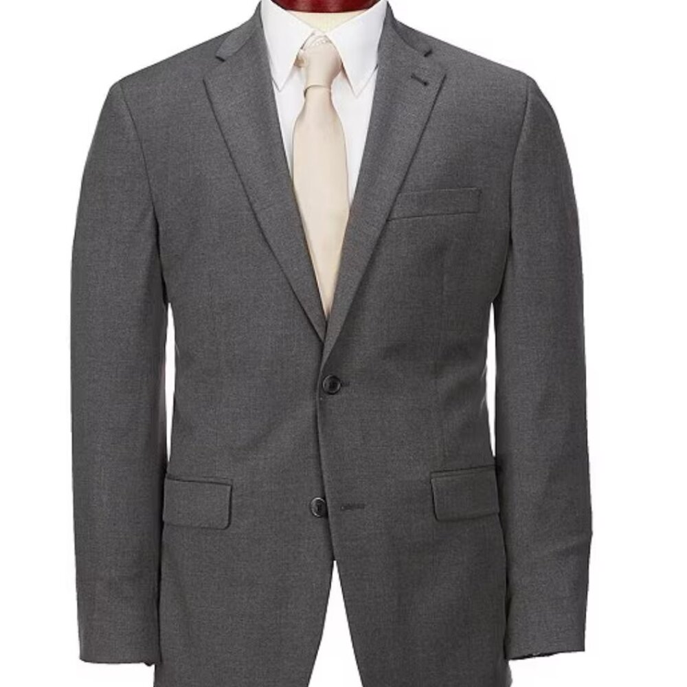 Murano Wardrobe Essentials Classic-Fit Twill Blazer, Size LT, Charcoal